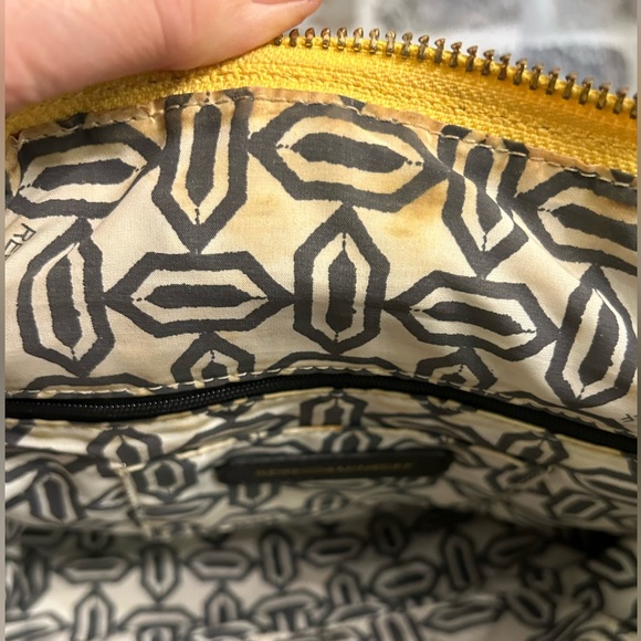 Rebecca Minkoff Yellow Leather Satchel Handbag Gold Hardware Double Handles - Picture 9 of 11